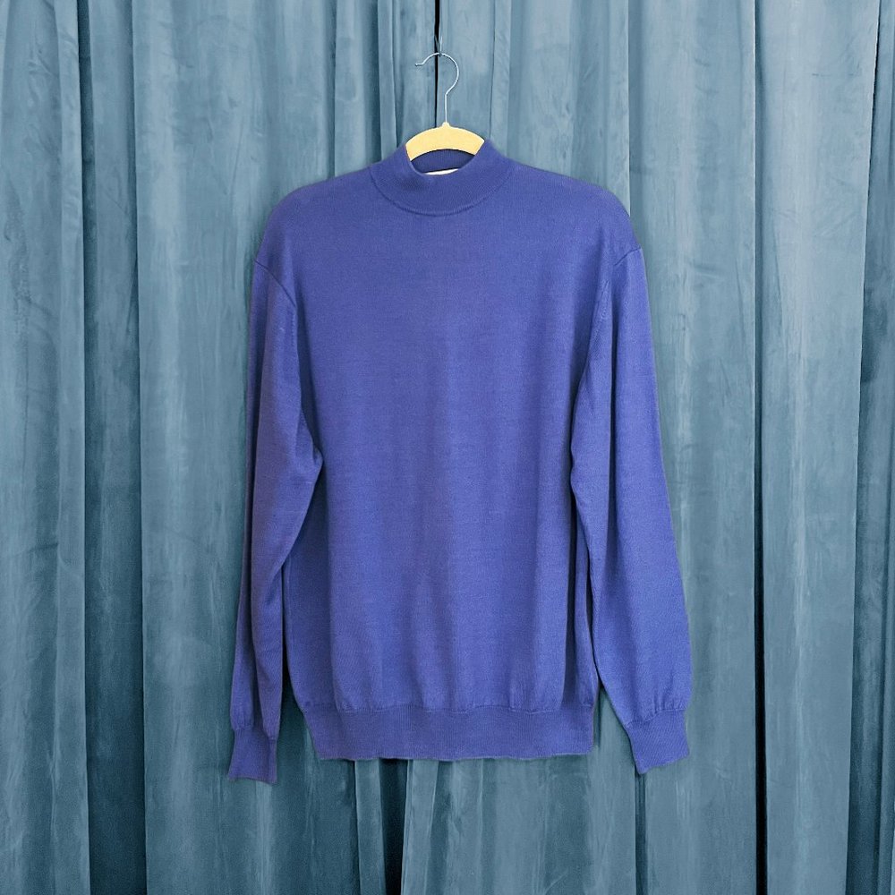 Vintage Galilei Mock Neck Wool/Silk/Cashmere Sweater Blue Size M